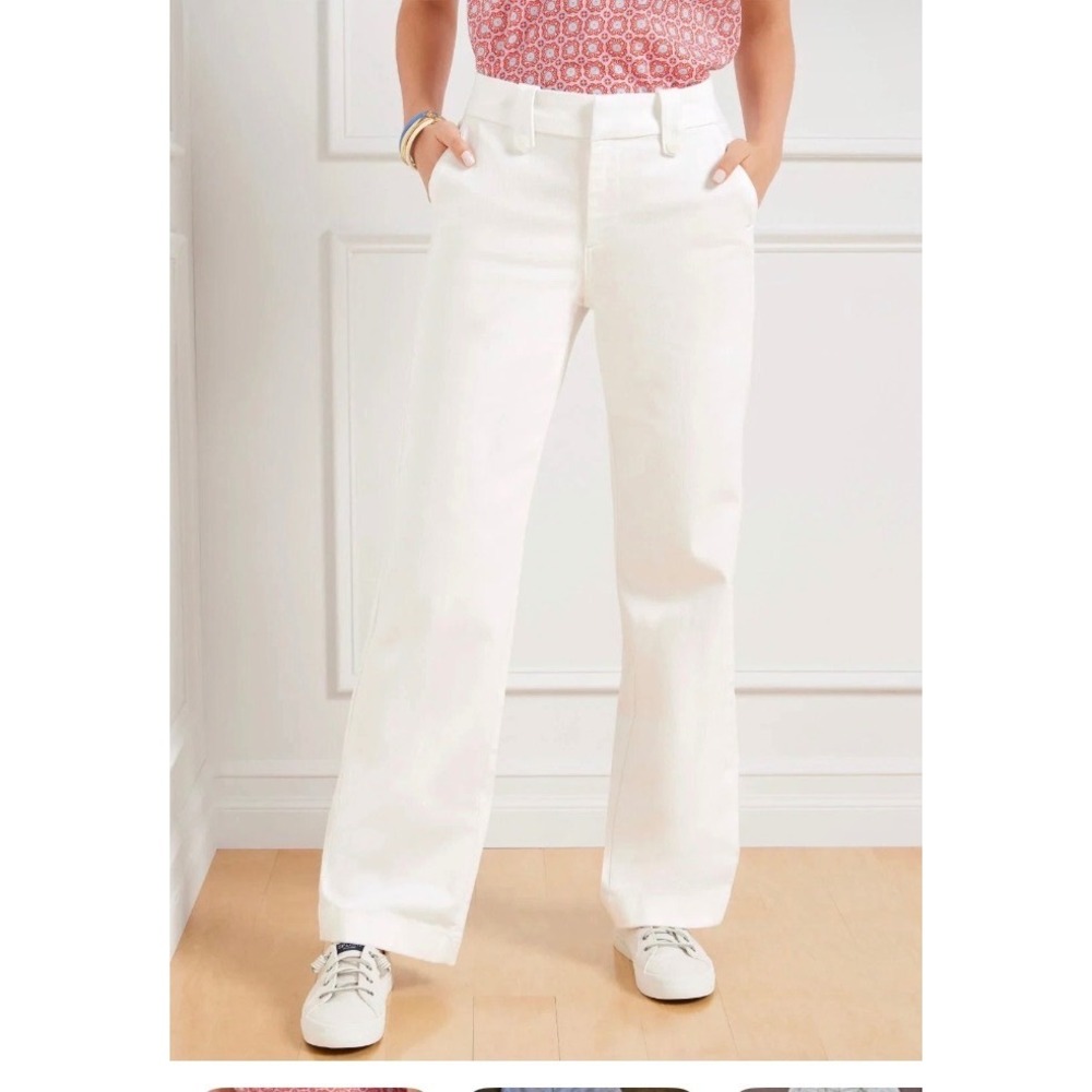 Talbots Wide Leg Jeans White‎ High Waist Full Length Denim Pants